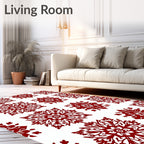 Crimson Snowflake Medallion Repeat Rug
