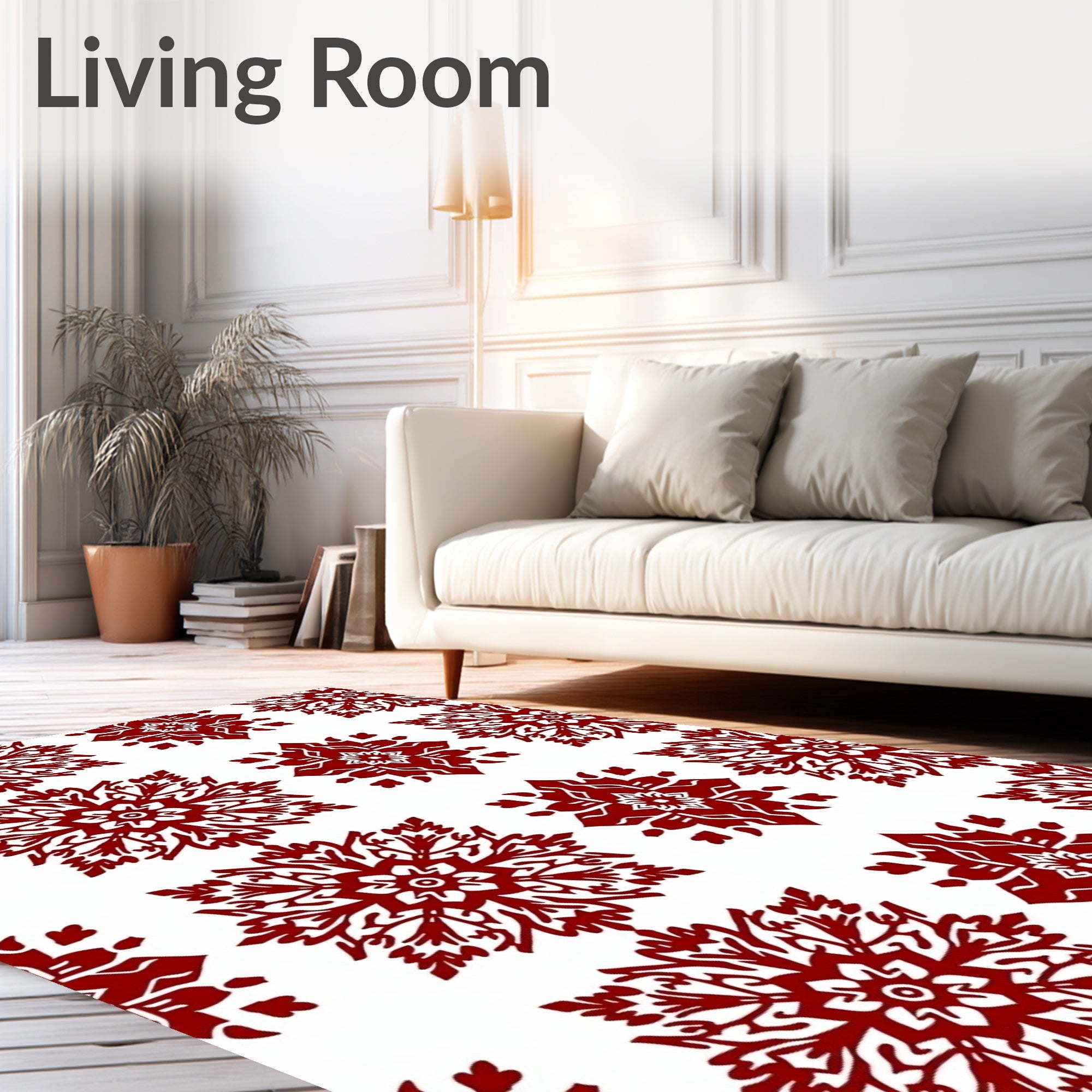 Crimson Snowflake Medallion Repeat Rug