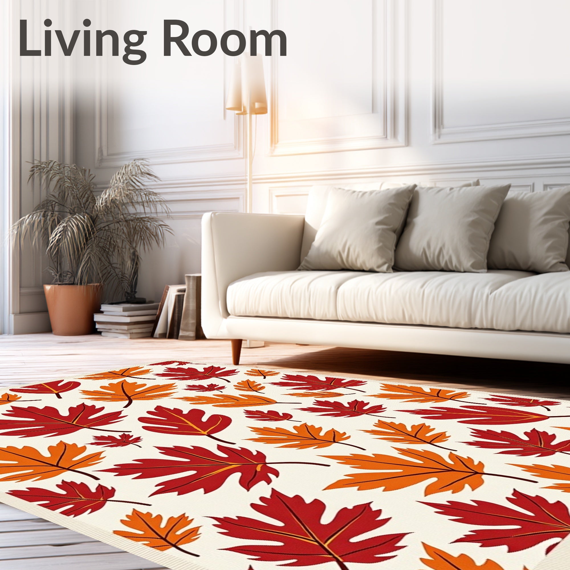 Crimson and Amber Falling Leaves Rug