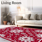 Crimson Snowflake Medallion Arrangement Rug