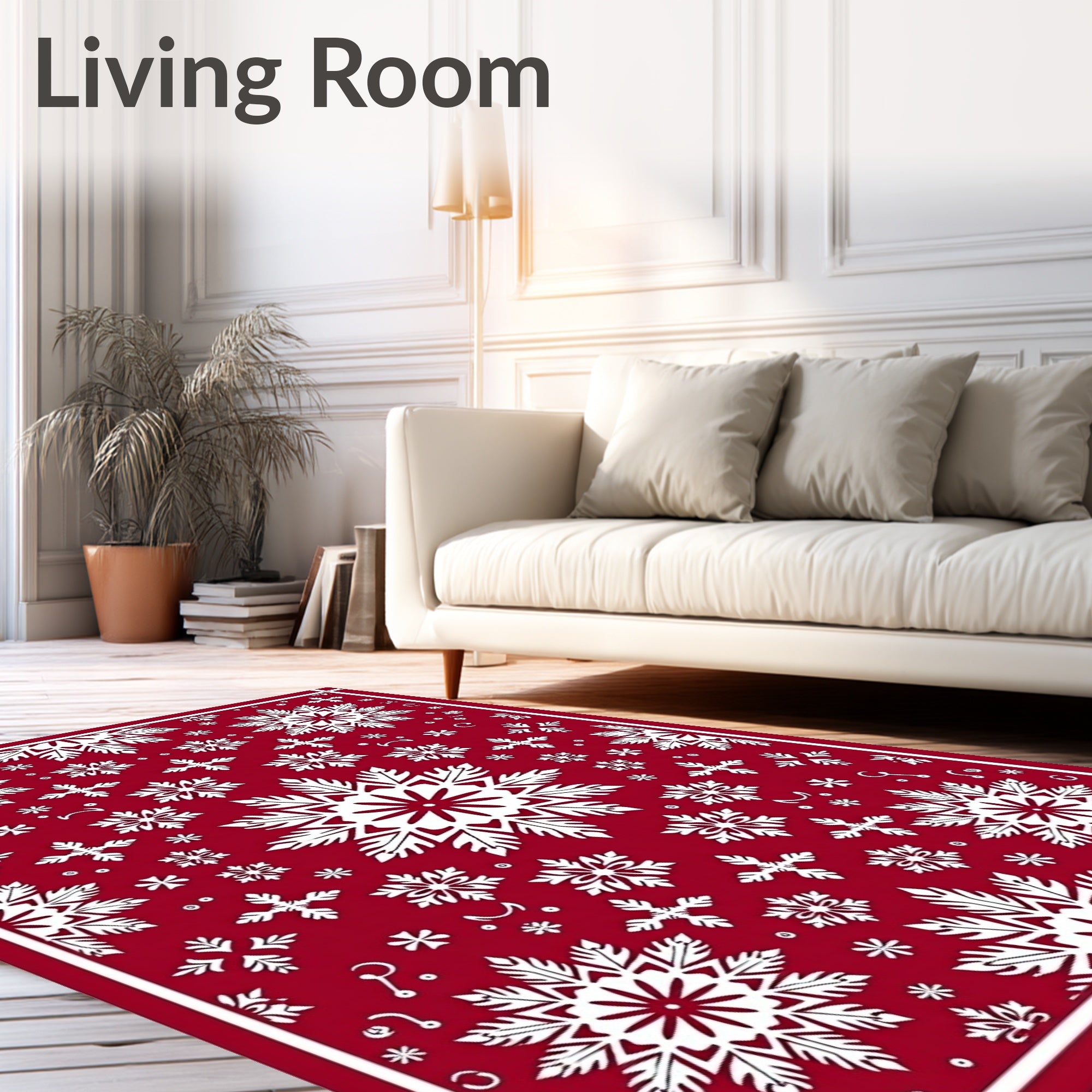 Crimson Snowflake Medallion Arrangement Rug