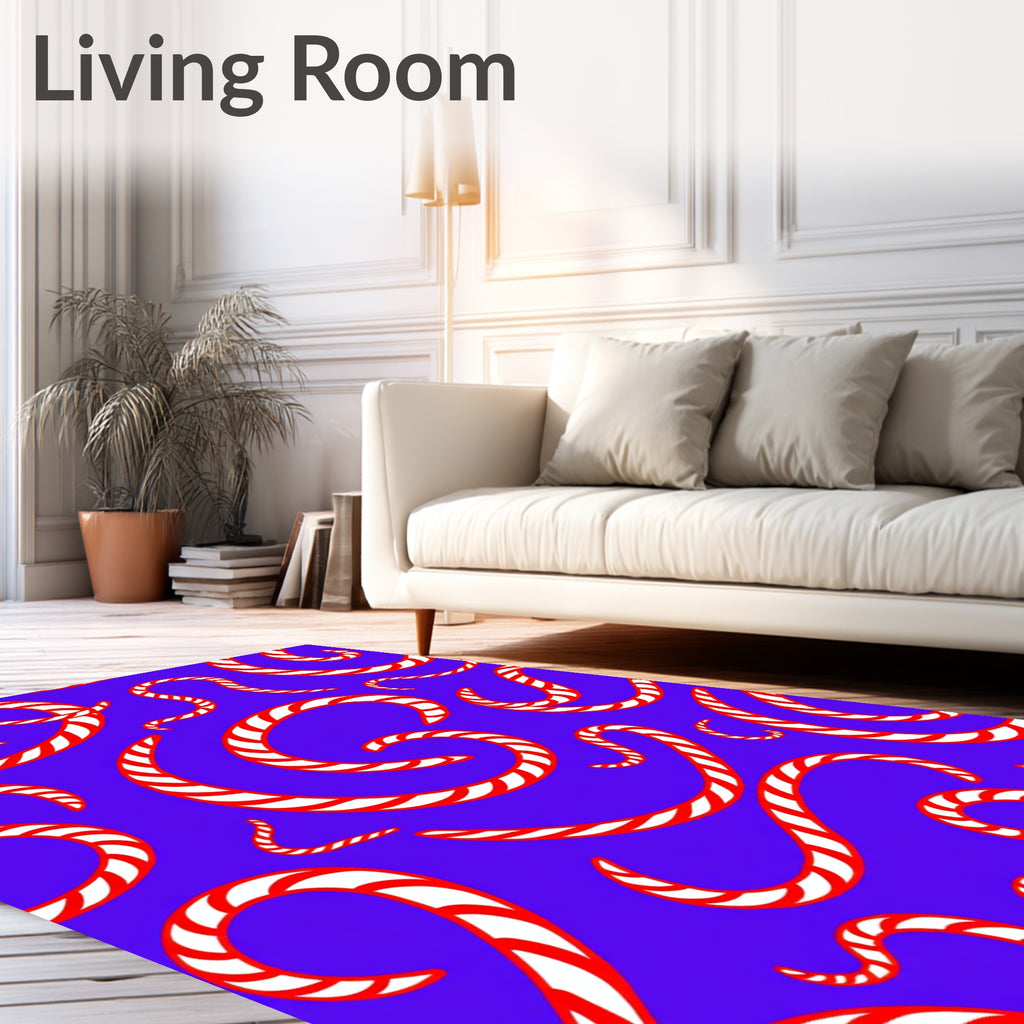 Whimsical Red White Swirls Rug