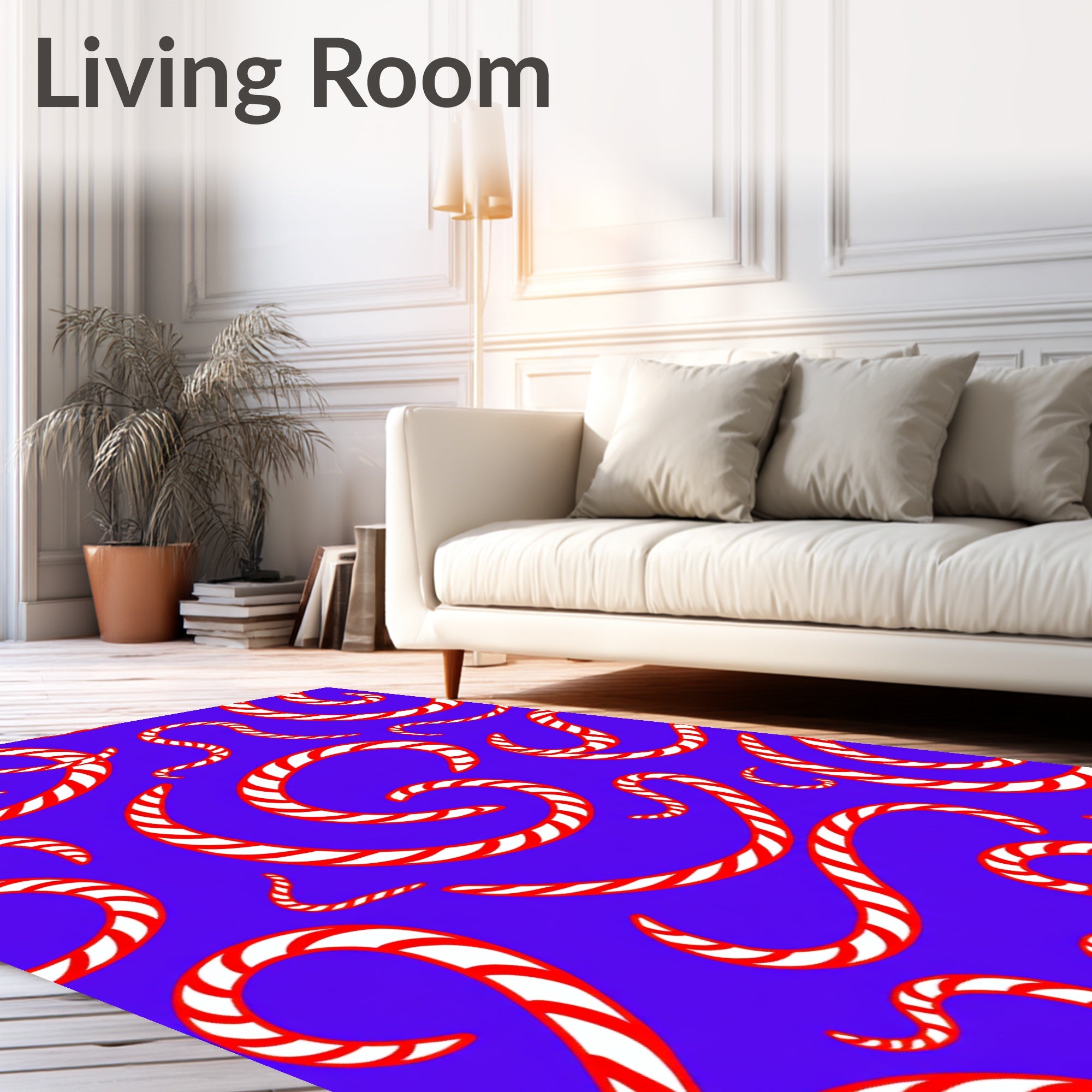 Whimsical Red White Swirls Rug