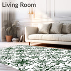 Forest Green Mandala Floral Arrangement Rug