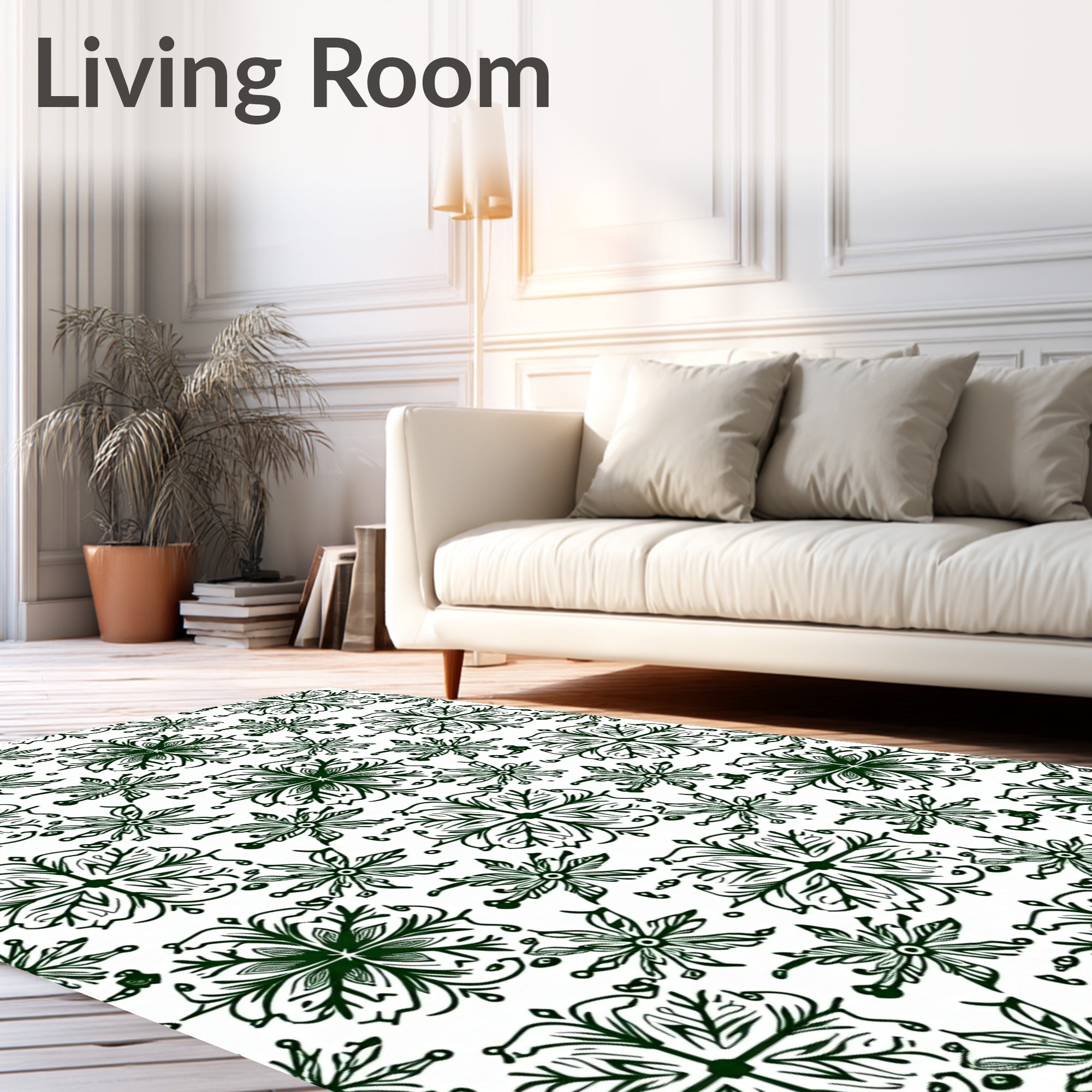 Forest Green Mandala Floral Arrangement Rug