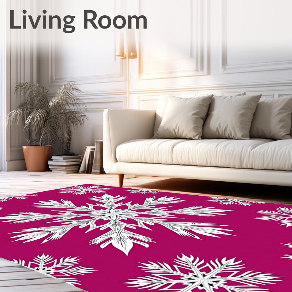 Fuchsia White Snowflake Medallion Rug
