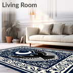 Mystic Black Eagle Crescent Moon Border Rug