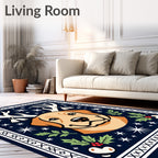 Festive Retriever Antlers Holly Stars Rug
