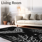 Majestic White Winged Creature Black Rug