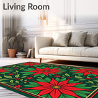 Crimson Poinsettia Festive Garden Rug