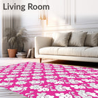 Pink Whimsical Creature Floral Repeat Rug