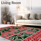 Red White Village Christmas Bells Rug