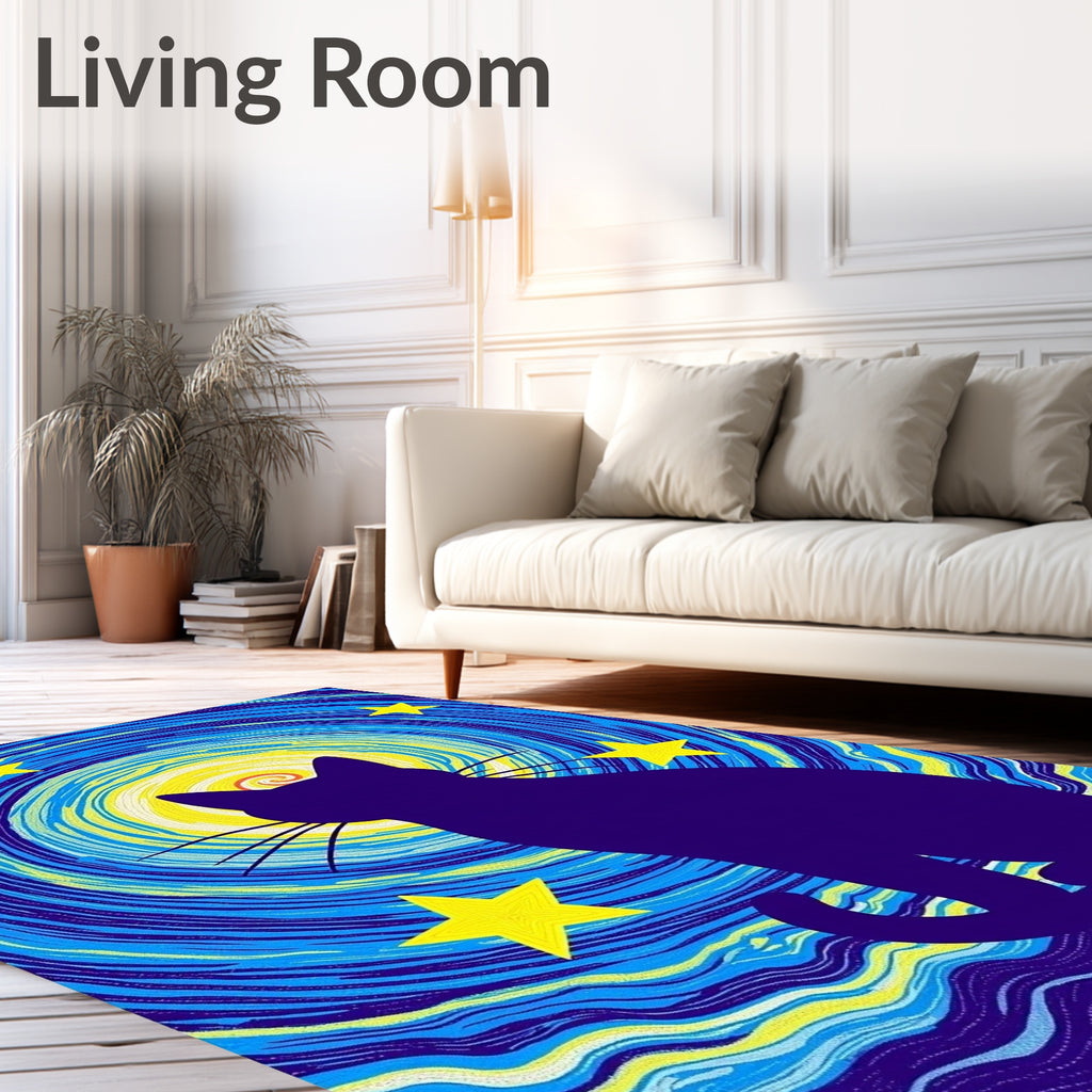 Midnight Starry Night Cat Rug
