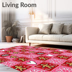 Gingerbread Heart Snowflake Checkerboard Rug