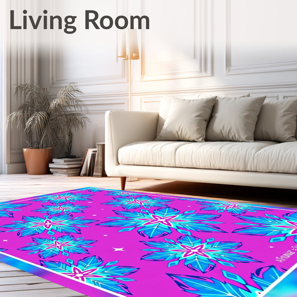 Vibrant Blue Pink Starburst Rug