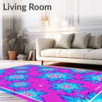 Vibrant Blue Pink Starburst Rug