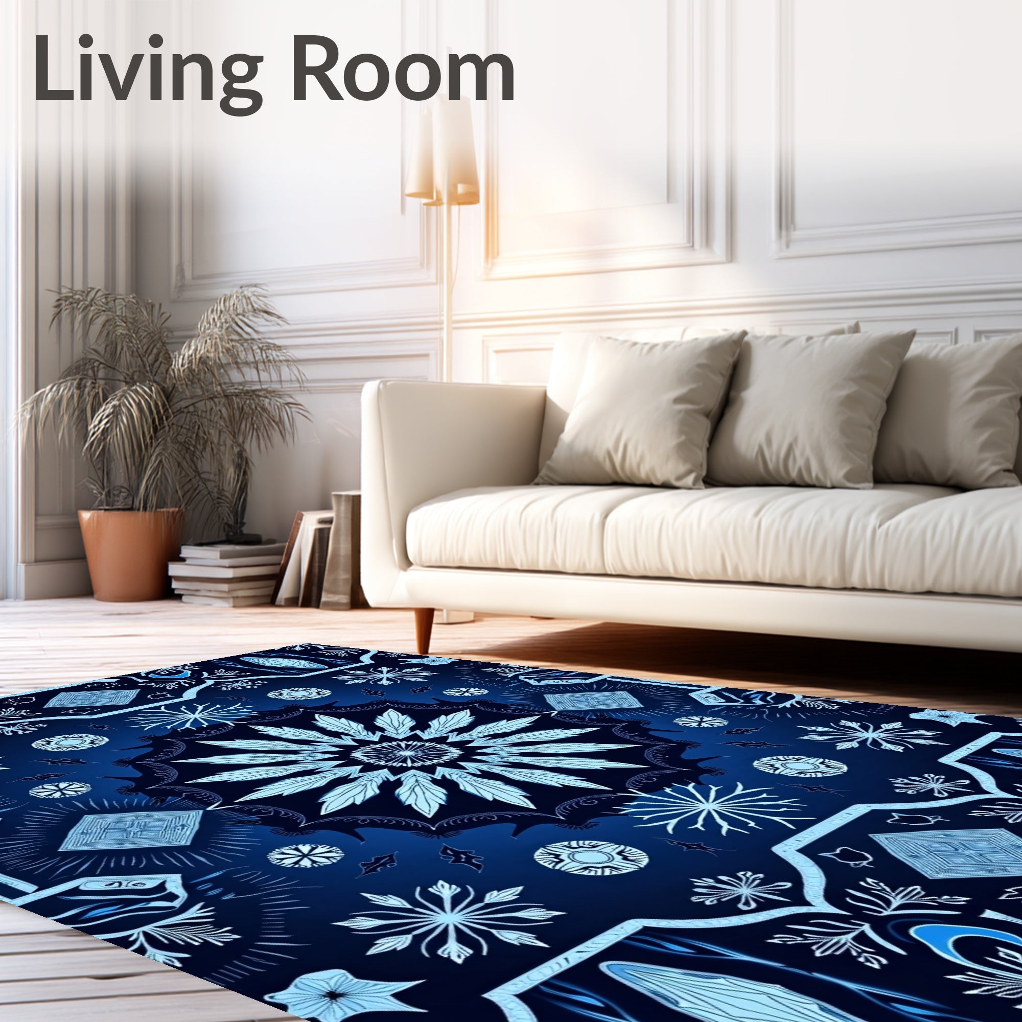 Celestial Deep Blue Medallion Mandala Rug