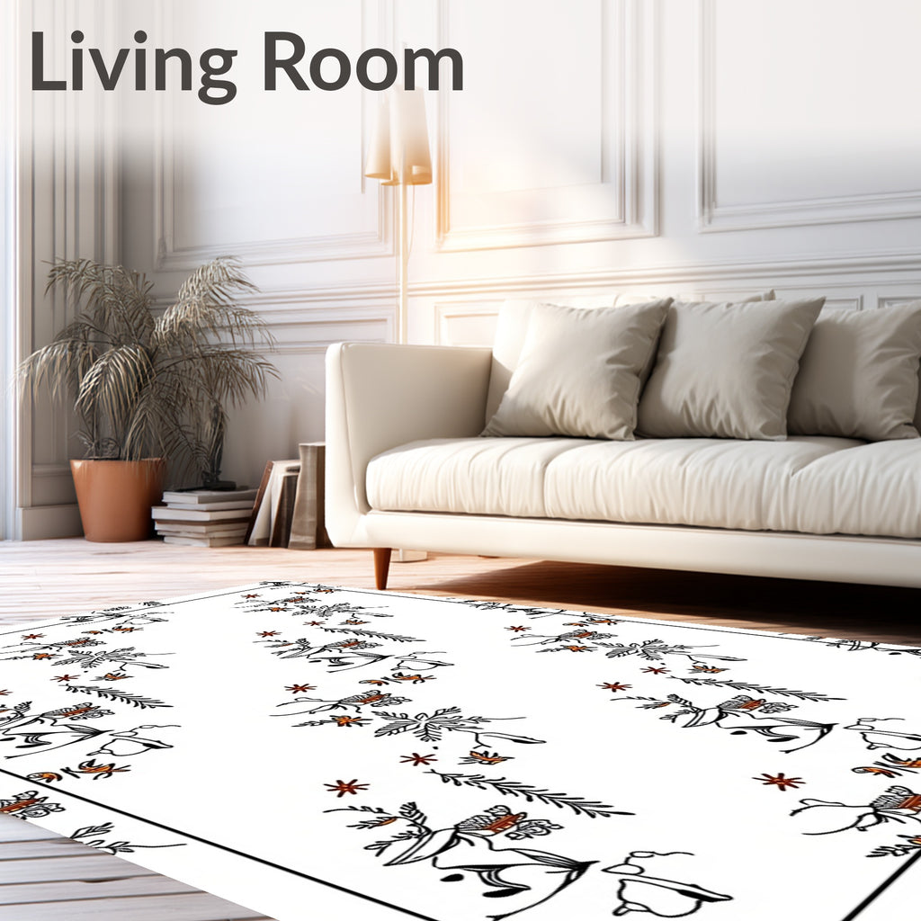 Whimsical Floral Botanical Medallion Scarlet Rug