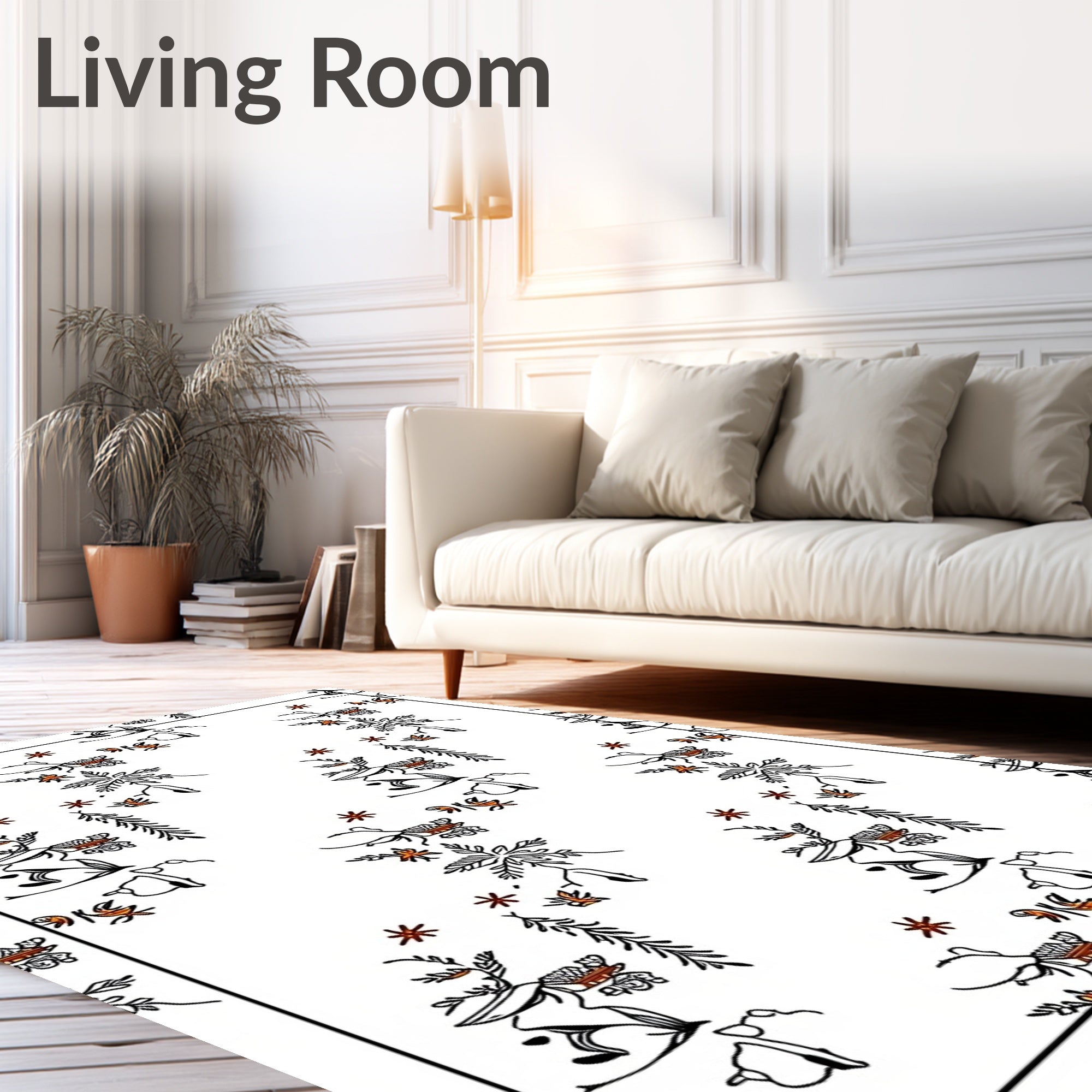 Whimsical Floral Botanical Medallion Scarlet Rug