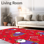 Christmas Santa Sleigh Candy Cane Fun Rug