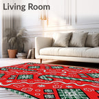 Red Green Plaid Candy Cane Gift Motif Rug