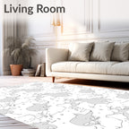 Minimalist Gray Elephant Sketch Repeat Rug