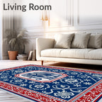 Grand Elephant Blue Red Floral Rug