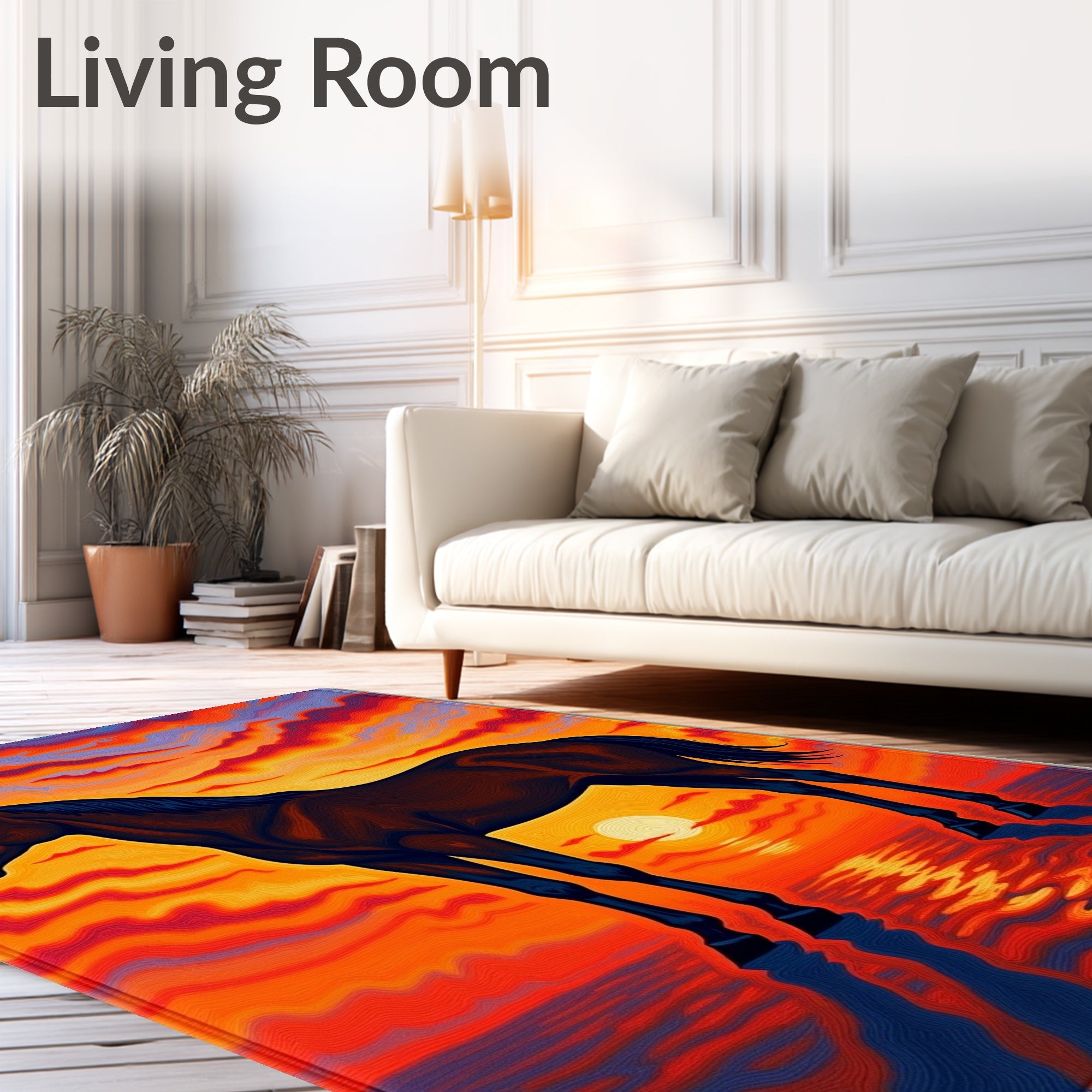 Fiery Sunset Horse Reflection Rug