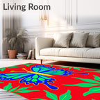 Vibrant Blue Butterfly Foliage Rug