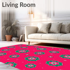 Fuchsia Pink Floral Medallion Scatter Rug