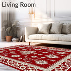 Crimson White Tree Floral Medallion Rug