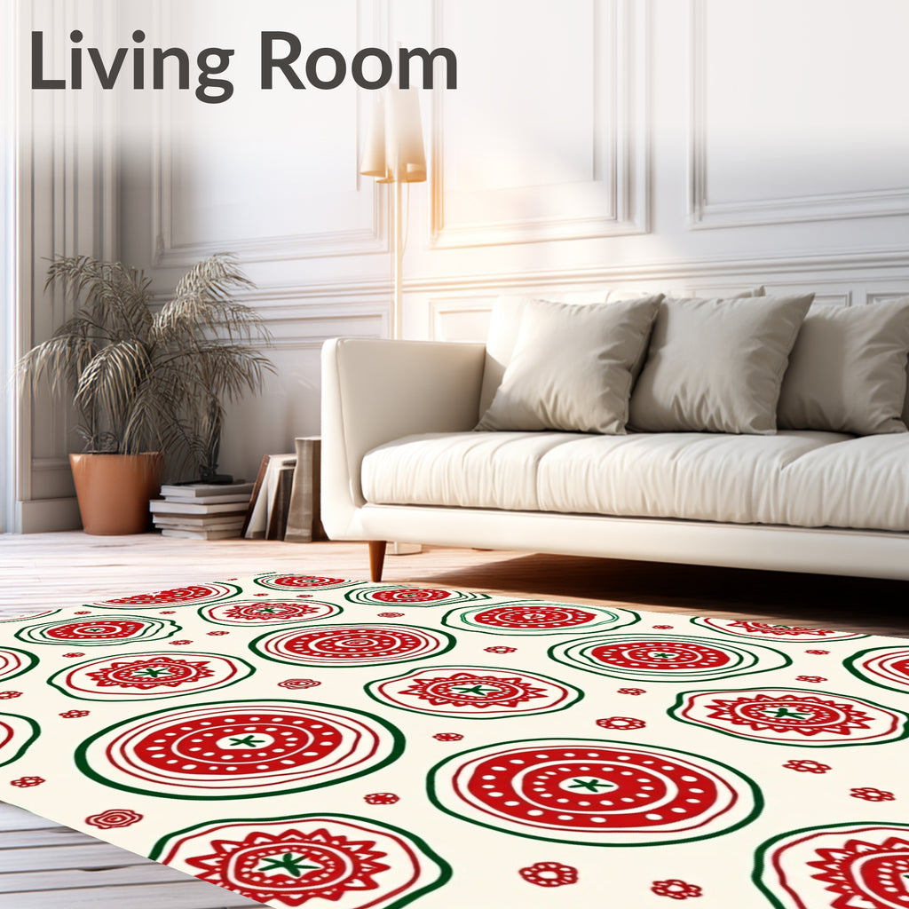 Crimson And Emerald Circles Whimsy Rug