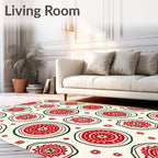 Crimson And Emerald Circles Whimsy Rug
