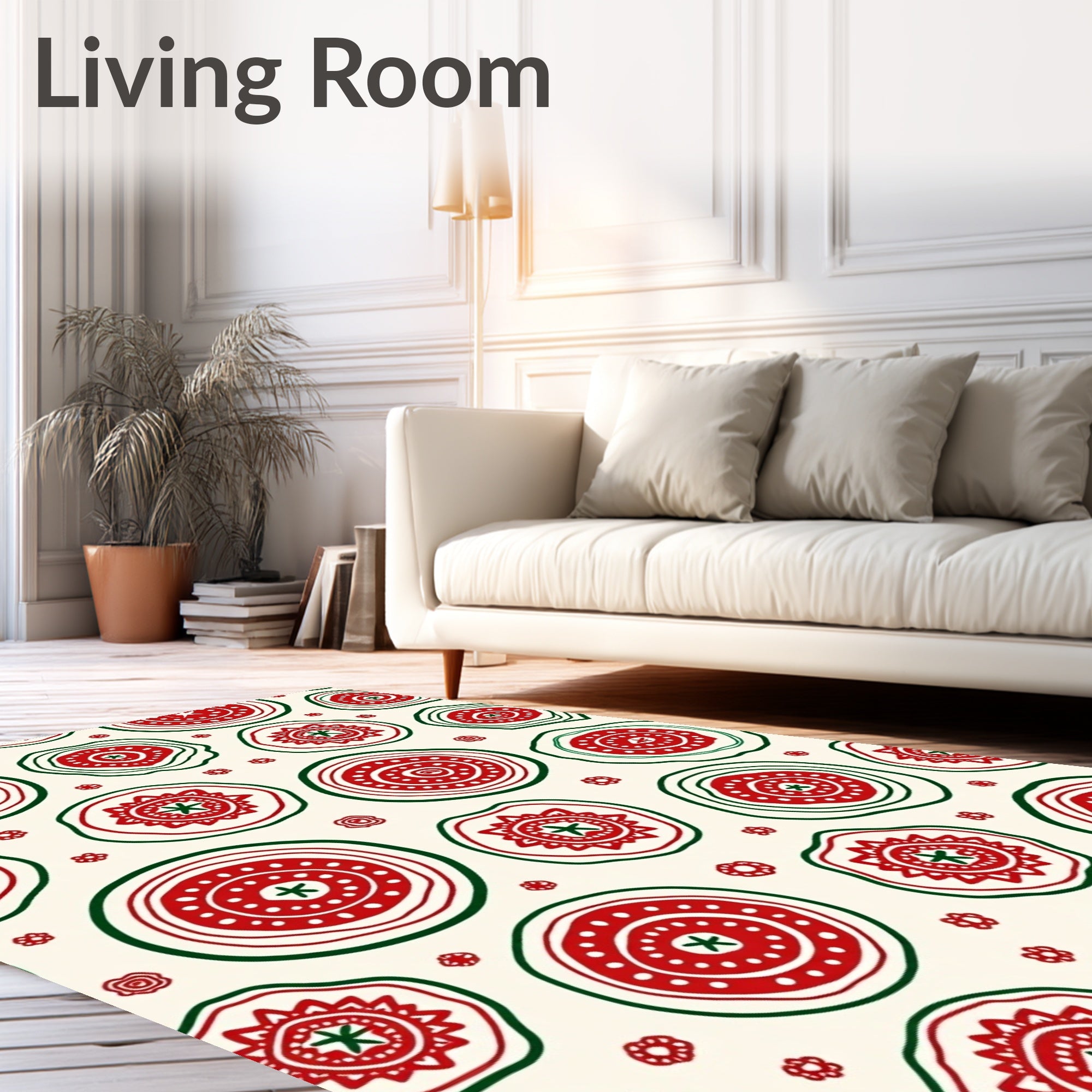 Crimson And Emerald Circles Whimsy Rug