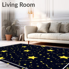 Cosmic Yellow Stars Night Sky Rug
