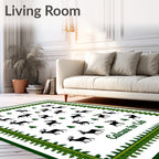 Forest Green Deer and Pine Trees Trail Rug