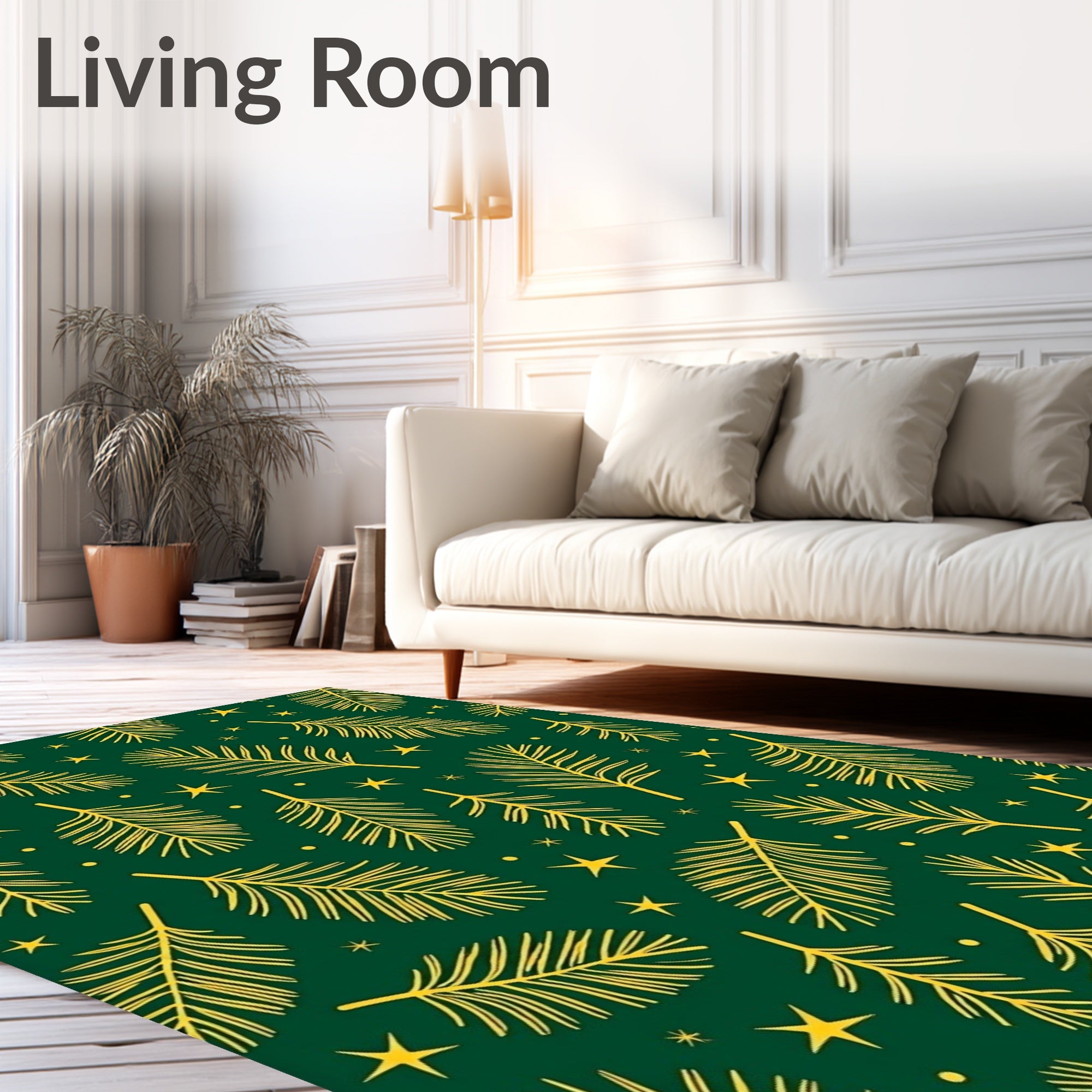 Golden Pine Needle Stars Rug