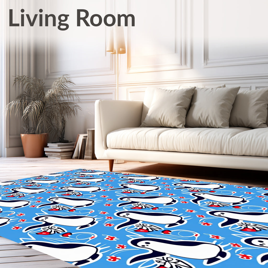 Whimsical Penguin Winter Wonderland Rug