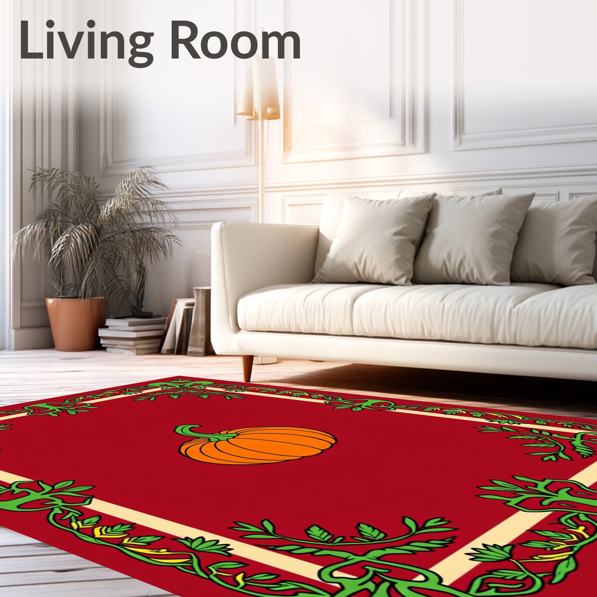 Autumn Harvest Orange Pumpkin Vine Rug
