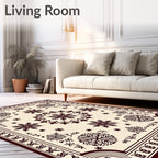 Dark Crimson Snowflake Floral Medallion Rug