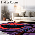 Dark Raven Crimson Sun Clouds Rug