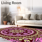 Vibrant Pink Yellow Medallion Mandala Rug