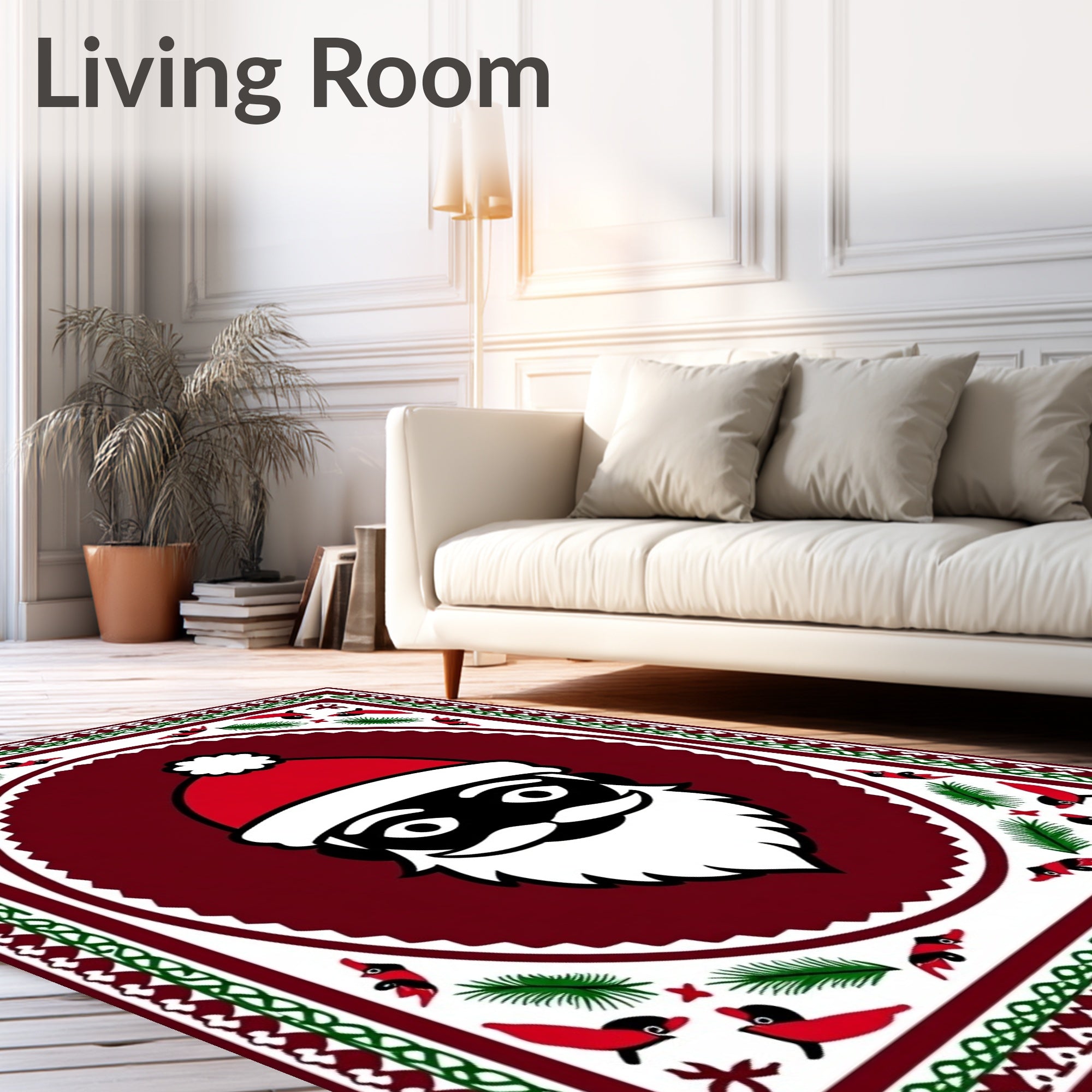 Festive Santa Claus Christmas Ornamental Rug