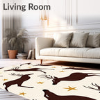Brown Deer and Gold Stars Meadow Rug