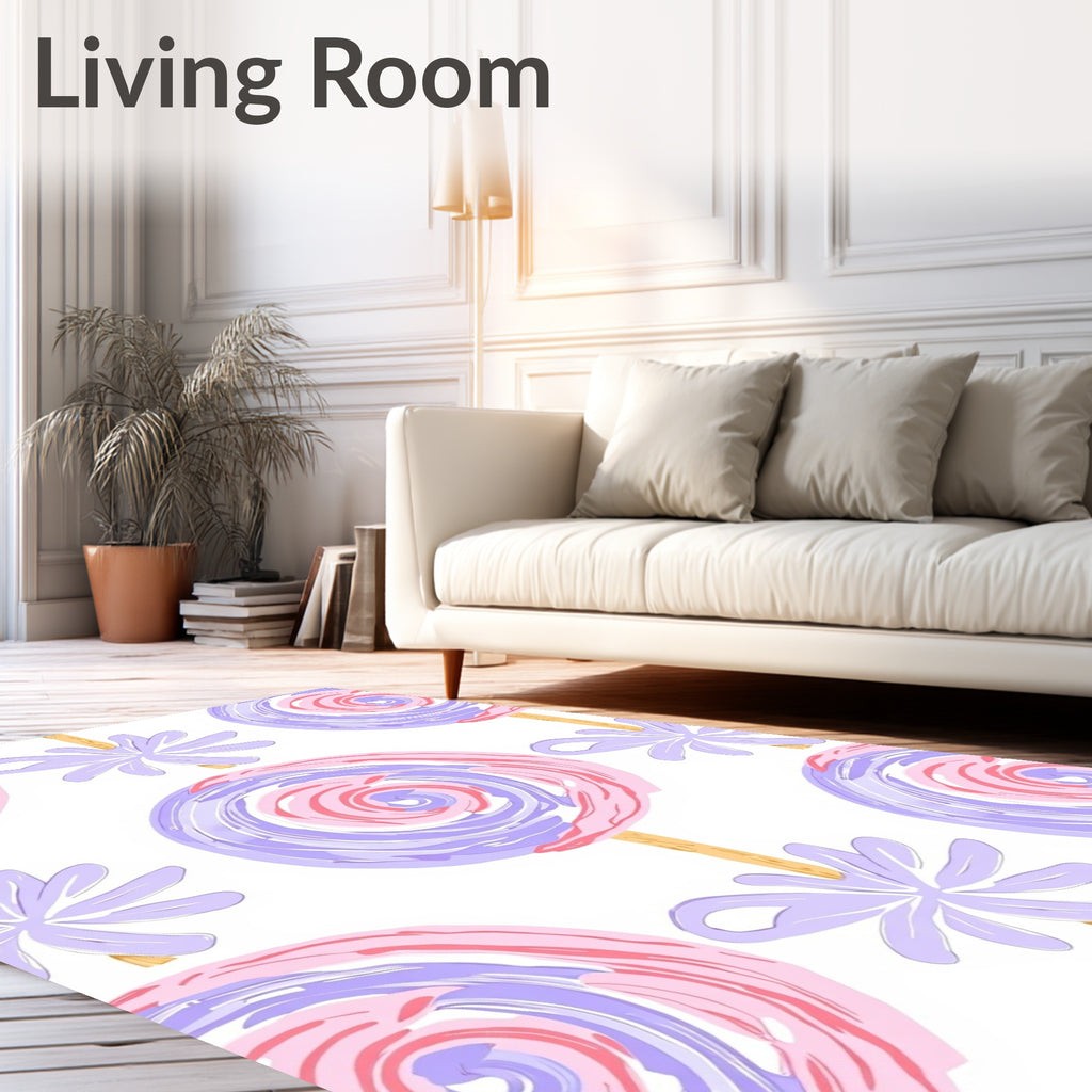 Sweet Pink Lavender Swirl Lollipop Rug