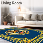 Bold Dog Face Blue Yellow Border Rug