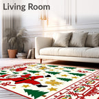 Christmas Santa Claus Reindeer Forest Border Rug