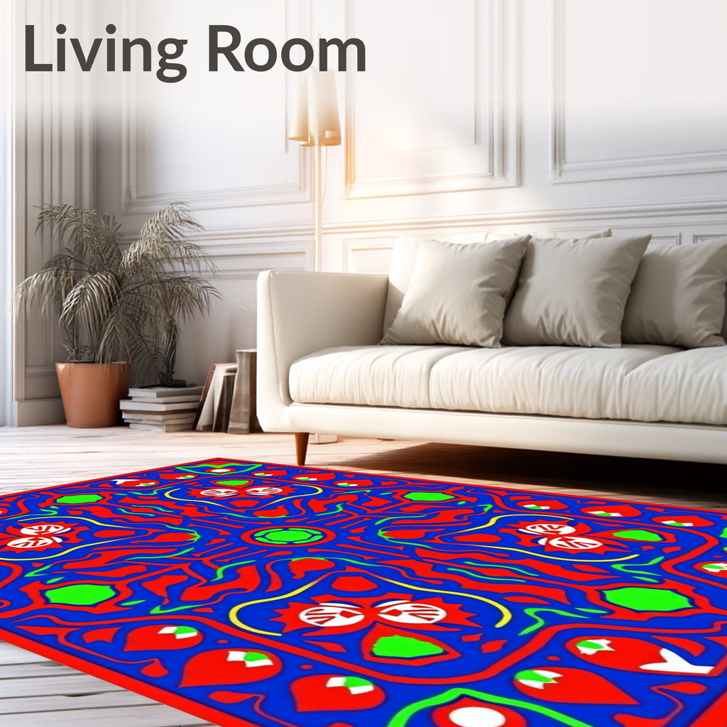 Bold Red Abstract Floral Medallion Rug