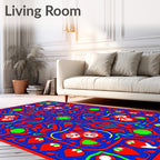 Bold Red Abstract Floral Medallion Rug