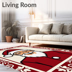Festive Red Santa Portrait Border Rug